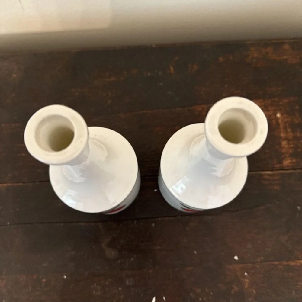 Long Neck Ceramic Oil and Vinegar Bottles‎ Made In Japan Fruit Art